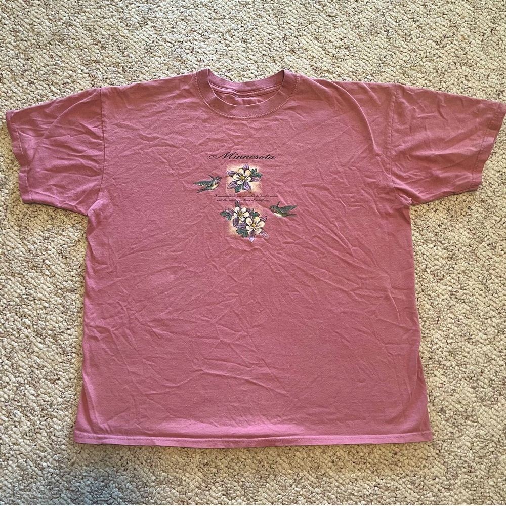 Vintage 90s Minnesota Hummingbird Pink Floral Single Stitch USA